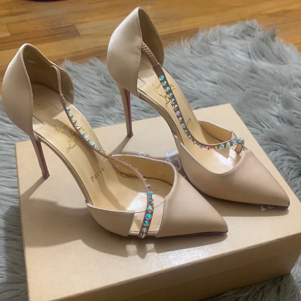Christian Louboutin Krustal Cross 100 CR SAT/PVC/SUEDE METAL size 38.5